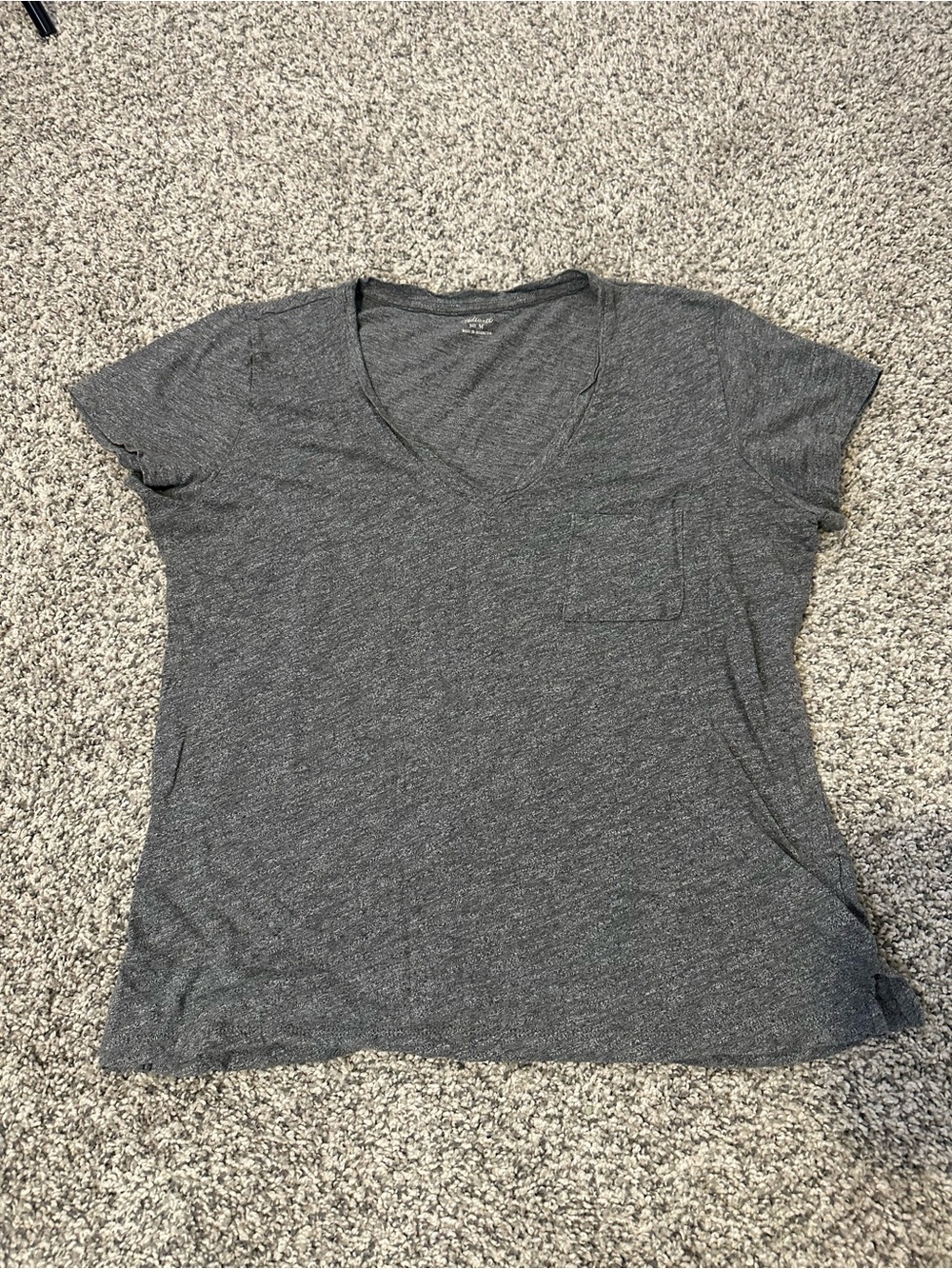 Madewell Heather Gray V-Neck Pocket Tee